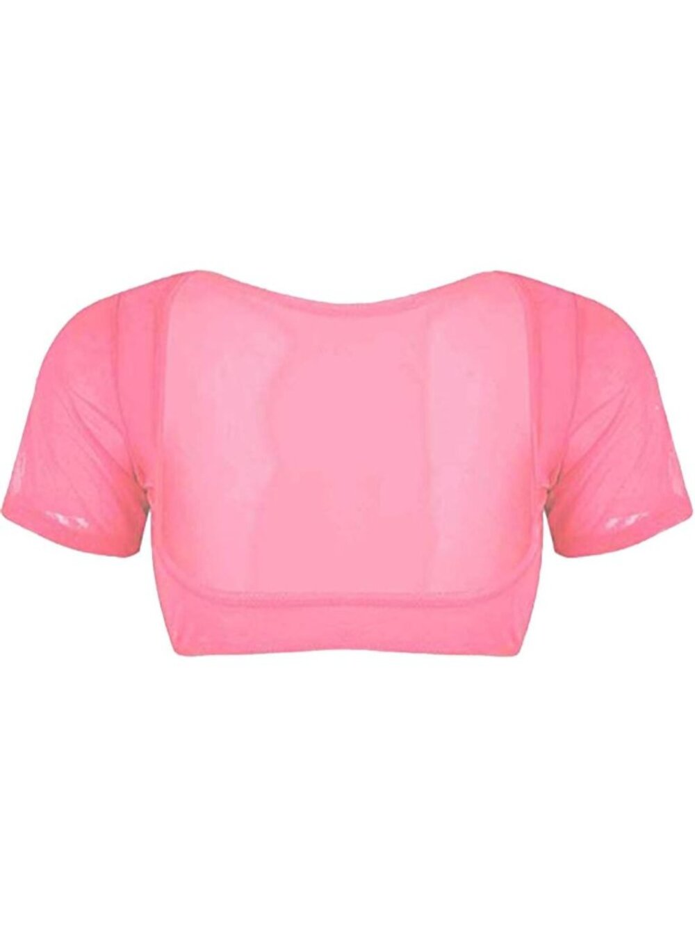 Women's Flame Red Mesh Open Bust Short Sleeve Spandex Belly Dance Crop Top
